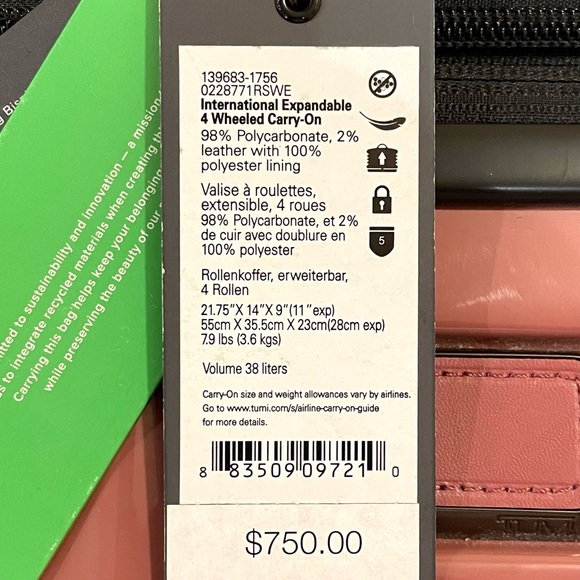 Tumi Blush Hardshell Luggage - Picture 16 of 16